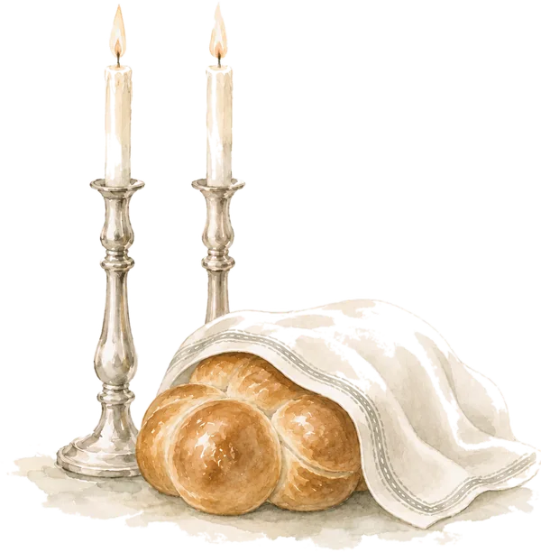 Shabbat candles and challah