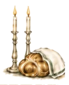 Shabbat candles and challah